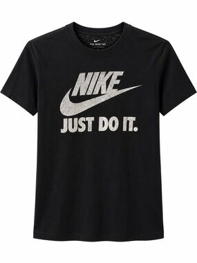 Nike Black Tee with White 'Just Do It.' Logo